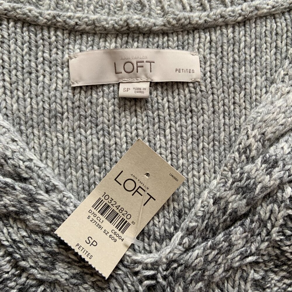 Ann Taylor Loft Grey Ombre Striped Knit V Neck Wool Blend Dress Small Petite - Picture 4 of 4